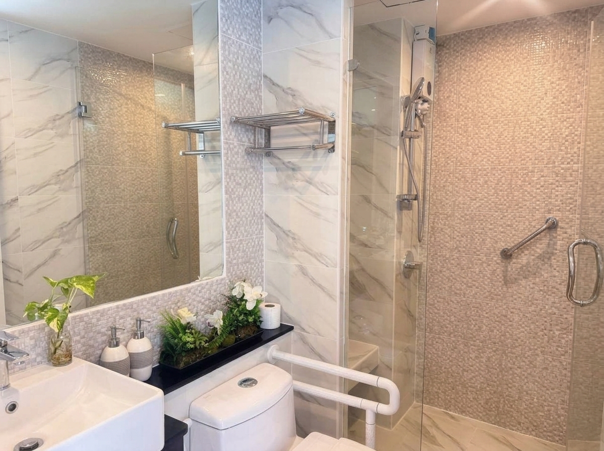 Condo D Wellness Pattaya Studio for rent - bathroom