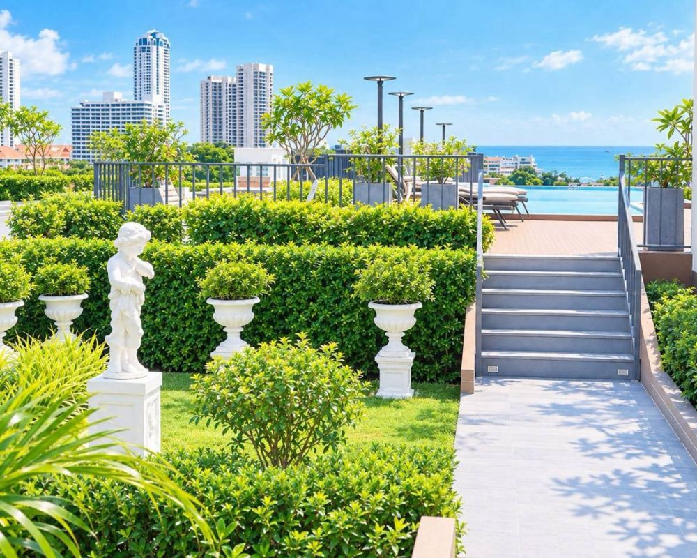 Wellness Condo D-Eco Centre 2 Beds for rent-garden
